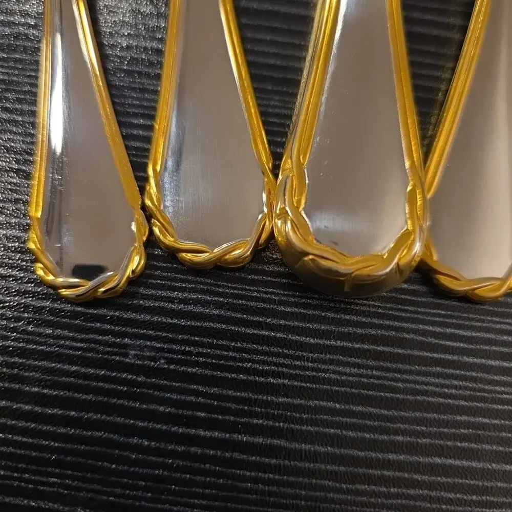 Vintage Tasha Yamazaki Gold Accent Stainless Flatware 5 PC Place Setting discont